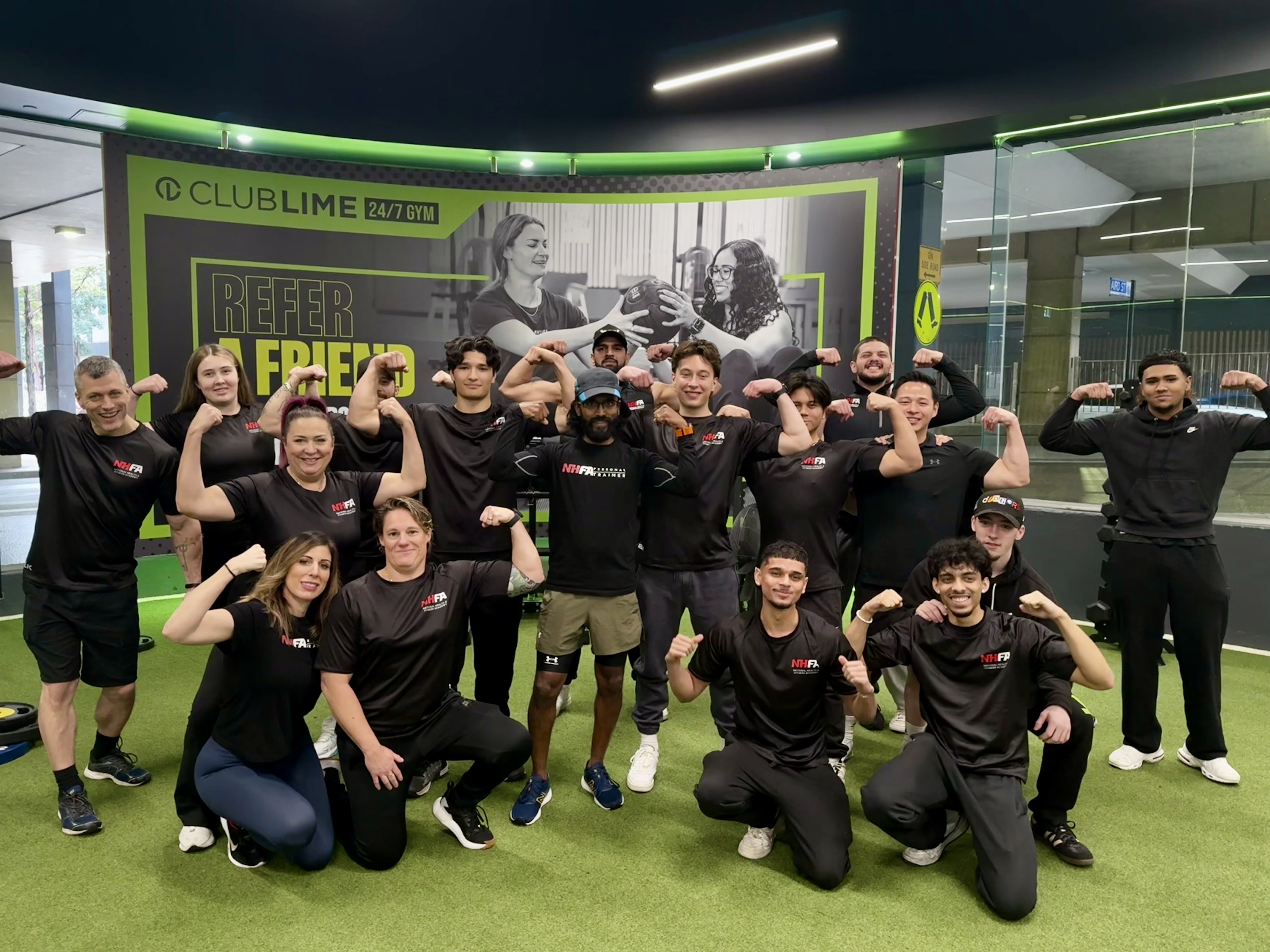 NHFA graduating class at Parramatta flexing together